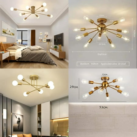 

FPWNGL Modern Sputnik Ceiling Chandelier Hanging Lamp Lustre Light Fixture 6 8 10 Iron Spider Living Dining Room Decor