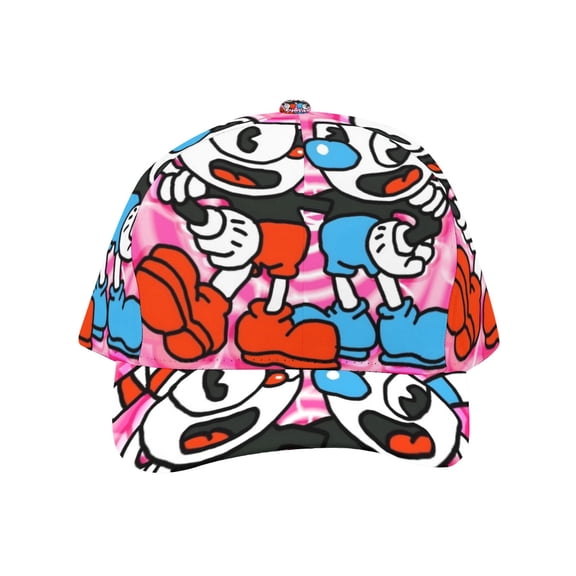 Cuphead-theme Baseball Cap For Men, Women & Kids, Classic Flat Brim Hat Hip Hop Trucker Hat Adjustable Snapback Hat