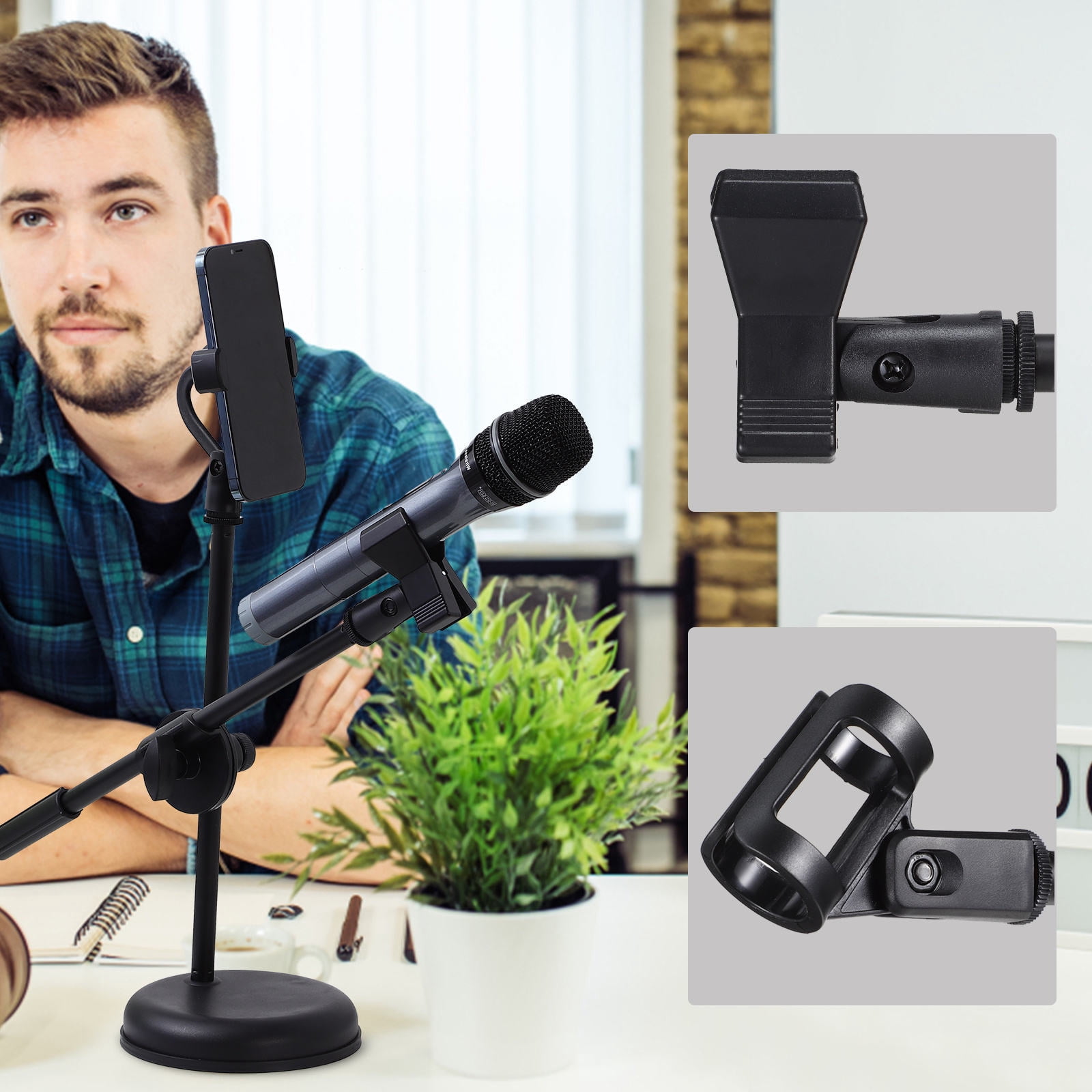 UPOUART Adjustable Microphone Stand Desktop Holder for Podcasting, Streaming, and Recording - Plastic, Multiple Colors Available