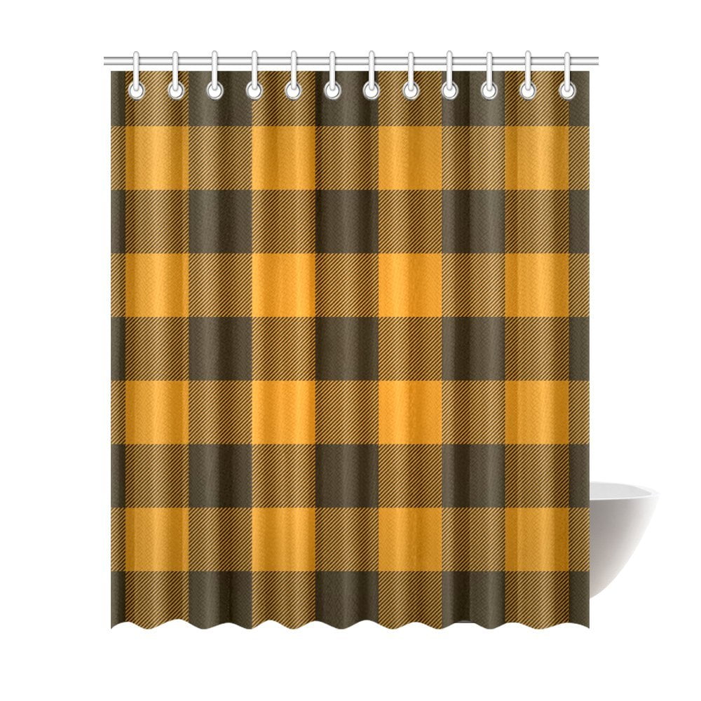 MKHERT Orange Buffalo Check Lumberjack Plaid Polyester Fabric Bathroom ...