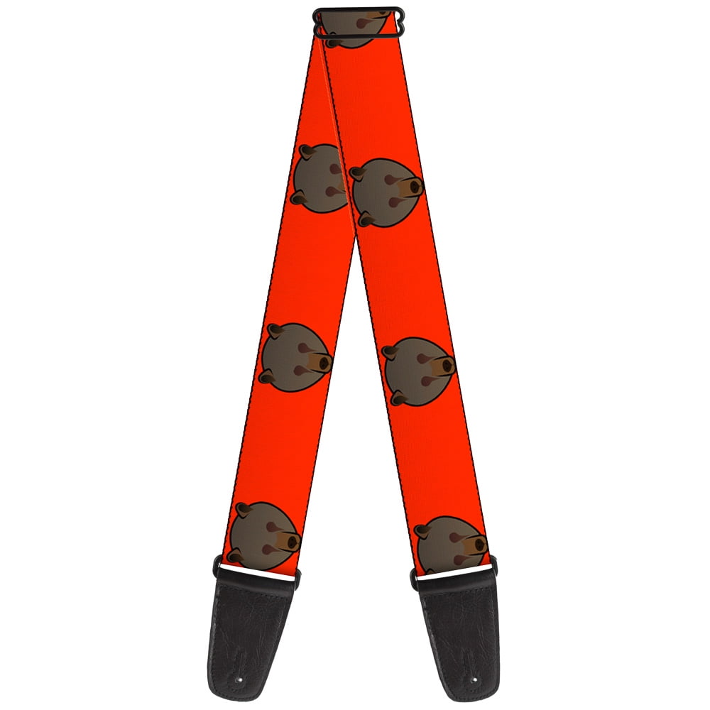 Buckle-Down Guitar Strap, Brown Bear Repeat Orange, 2 Inches Wide