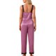 thumbnail image 3 of Conjunto de pijama de satén para mujer Cheibear con encaje, 2 piezas, camisón de dormir con pantalones largos, ropa de casa, morado S, 3 of 6