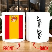 Spanish Pride Flag Coffee Mug Personalized With Name Presents Ideas Travel Funny Birthday Christmas Souvenir Novelty Mugs White 11oz 15oz