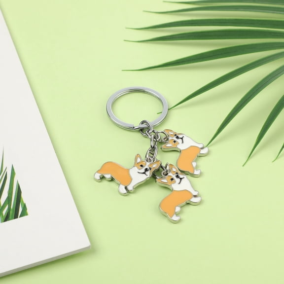 SEWACC Corgi Dog Keychain Charm, Cute Zinc Alloy Keyring Pendant 9x3.5x0.2In for Backpacks, Party Favors,