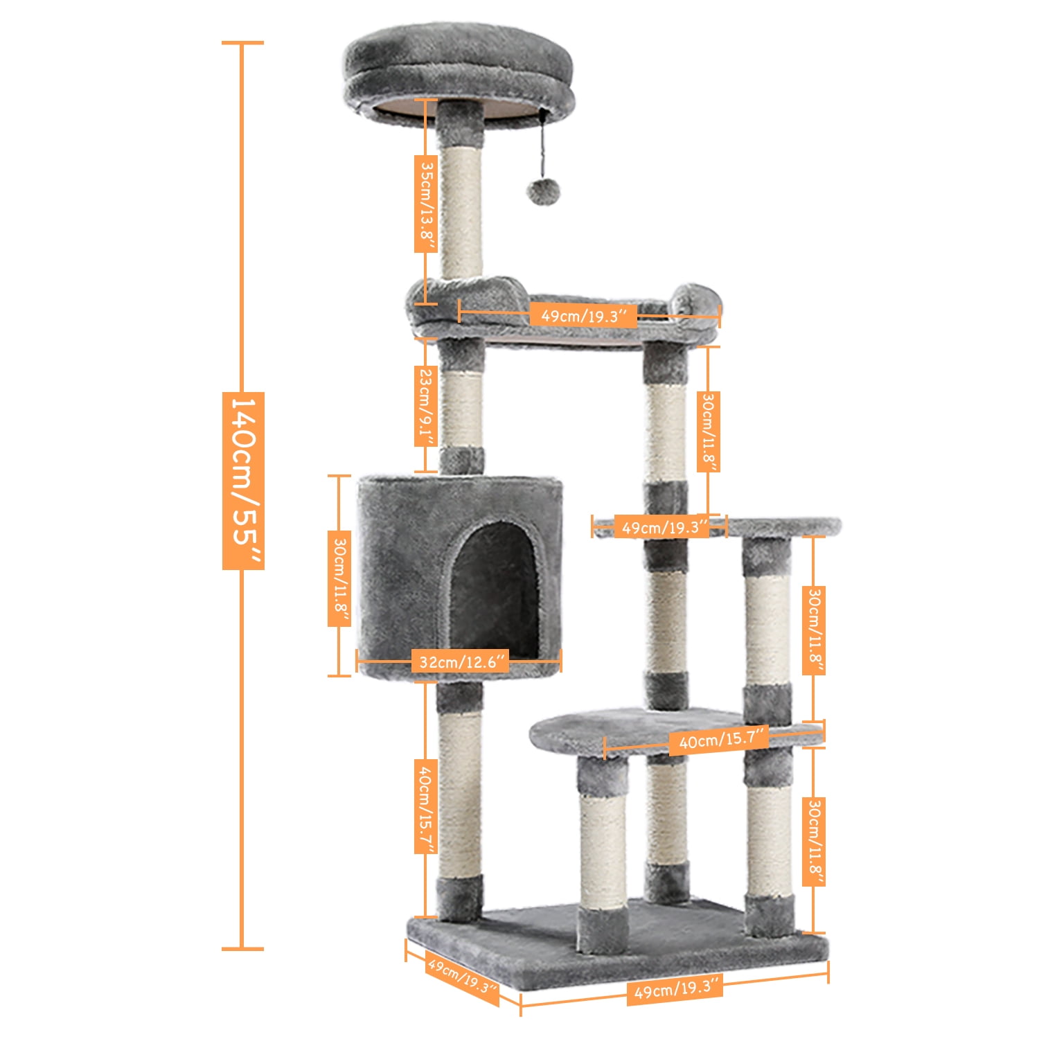 Pefilos 55" Inch Cat Tower for Indoor Cats Cat Tree Multi-Level Cat Furniture Condo for Small & Medium Cats Kittens, Gray Pefilos 55" Inch Cat Tower for Indoor Cats Cat Tree Multi-Level Cat Furniture Condo for Small & Medium Cats Kittens, Gray