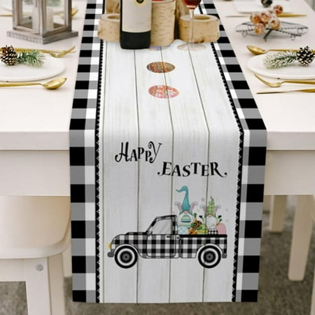 

Aosijia Easter Spring Table Runner Easter Gnome Easter Easter Eggs Rustic Table Runner for Holiday Birthday Party Kitchen Dining Table Home Decor