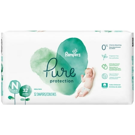 4 Pack - Pampers Pure Protection Diapers Mega Pack, 32