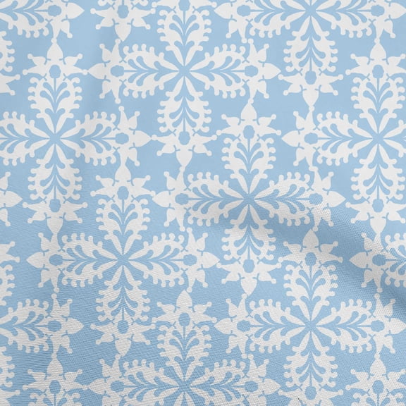 oneOone Cotton Silk Light Blue Fabric Asian Ornamental Quilting Supplies Print Sewing Fabric By The Yard 42 Inch Wide
