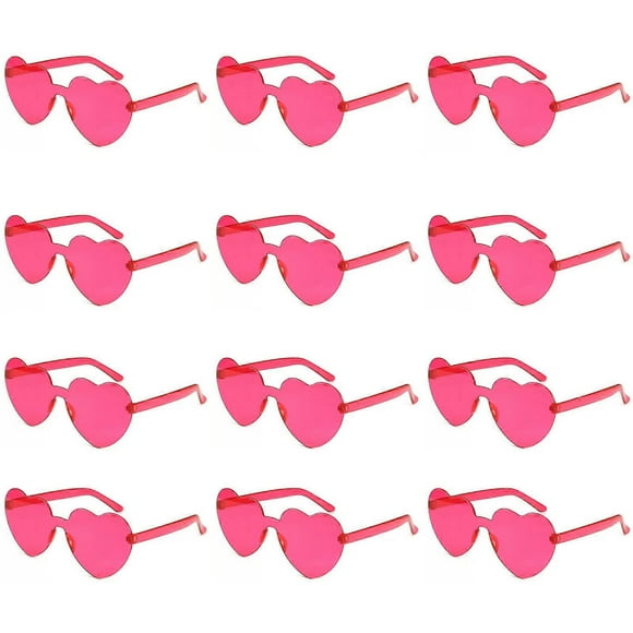 12 Pairs Heart Shaped Sunglasses for Women Rimless Heart Glasses Bachelorette Sunglasses Bulk Valentines Day Gifts