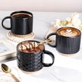 thumbnail image 2 of AmorArc 12OZ Stackable Coffee Mugs, Ceramic Coffee Mugs with Texture Patterns for Man,Woman,Dad,Mom, Modern Coffee Mugs Set of 4 for Latte/Cappuccino/Cocoa. Dishwasher&Microwave Safe, Black, 2 of 7