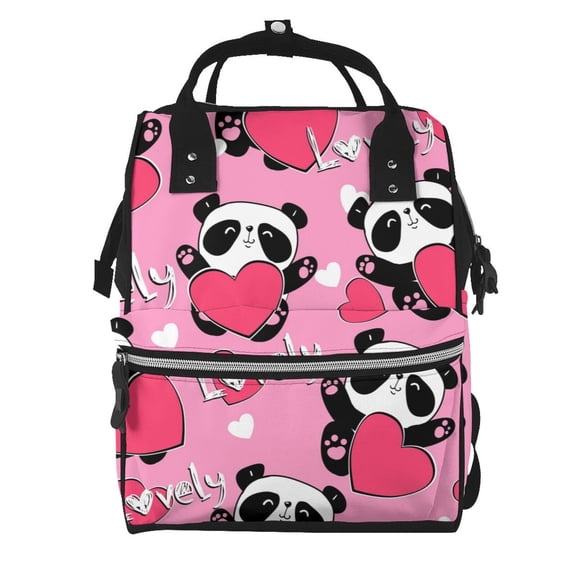 Kdxio Baby Diaper Backpack,Multi-Function Travel Backpack Nappy Bags,Nursing Bag, Fashion Mummy,Roomy Waterproof For Baby Care(Panda Heart Valentine Pink)