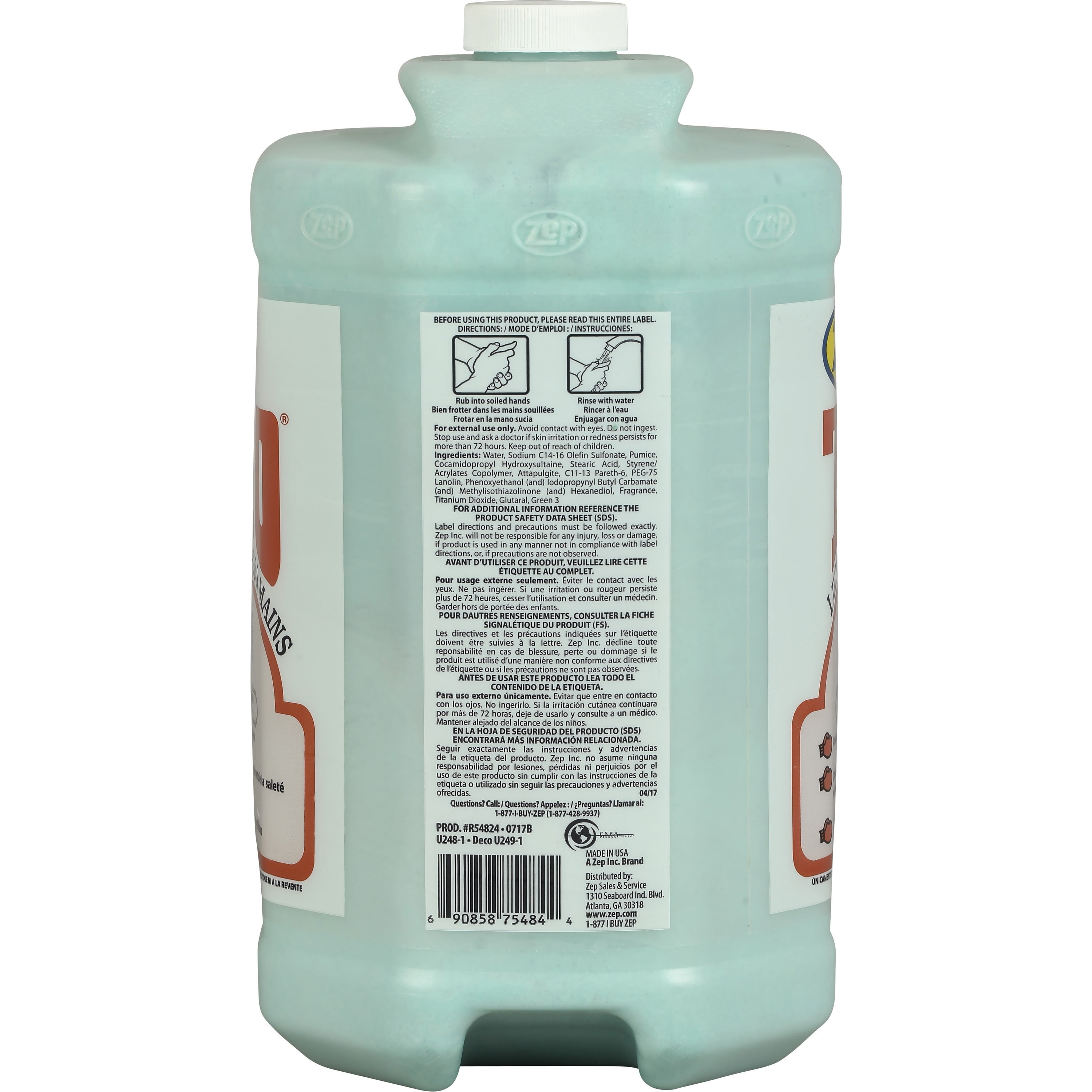 Zep® TKO Hand Cleaner Refill, Lemon Lime Scent, 1 gal, 4/Carton
