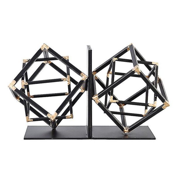 Paquete de 2 estanterías geométricas decorativas con forma cúbica, sujetalibros decorativos compatibles con libros u organizador ligeros