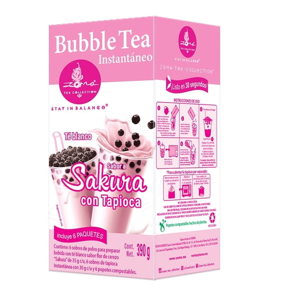 Bebida en polvo con tapioca ZOMA TEA COLLECTION sabor flor de cerezo sakura 390g