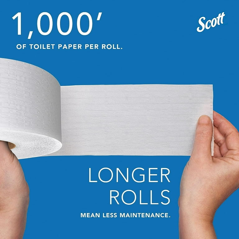 Scott High-Capacity Jumbo Roll Toilet Paper 07805, 2-Ply, White,  Non-perforated, 1,000'/Roll, 12 Rolls/Case, 12,000'/Case