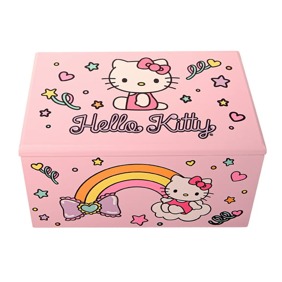 Hello Kitty Sanrio Pink Wood Jewelry Box with Tray - Officially Licensed