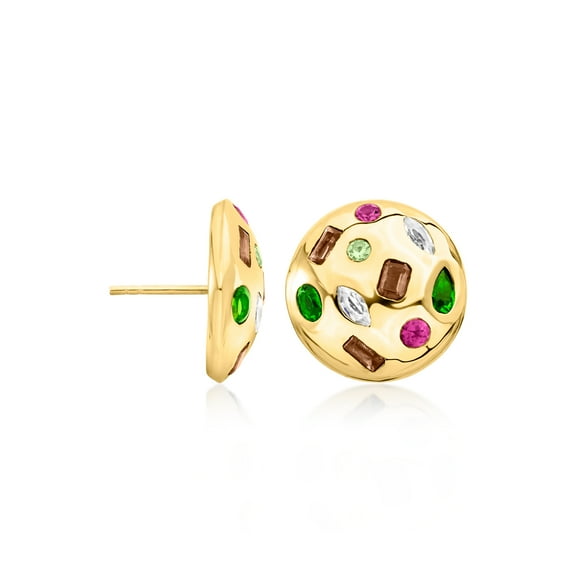 Ross-Simons 2.70 ct. t.w. Multi-Gemstone Button Earrings in 18kt Gold Over Sterling, Women's, Adult
