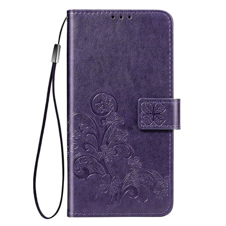 Dido Phone Case Wallet Leather Phone Cover Flip Mobile Holder Replacement for Xiaomi Mi A2 Lite, Purple