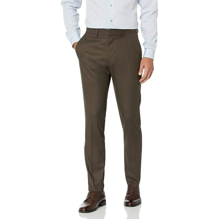 Kenneth Cole Reaction Men's Slim Fit Shadow Check Dress Pants Brown Size 34X34