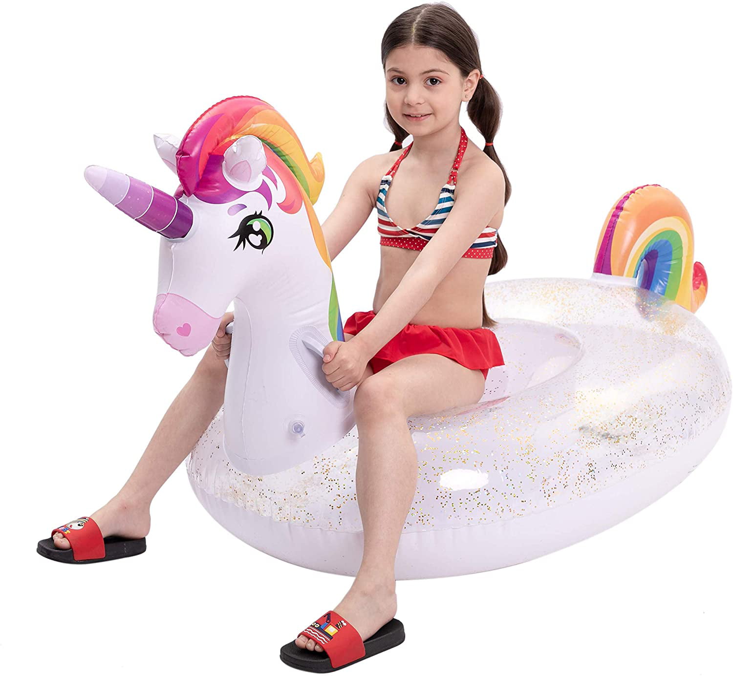 YSQ Giant Inflatable Rabbit Pool Float Pool Tube with Fast Valves Summer Beach S 
