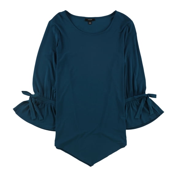 Alfani Womens Ruffled-Sleeve Knit Blouse, Blue, Large