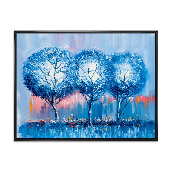 Designart 'Colourful Landscape Trees Impressionist III' Modern Framed Canvas Wall Art Print