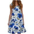 thumbnail image 2 of Viikei Women's Classic A-Line Short Sleeve Dress,Women's Fashion Holiday Summer Solid Color Sleeveless Party Beach Dress Sky Blue S, 2 of 6
