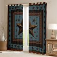 thumbnail image 3 of Homewish Steel Blue Texas Stars Black Out Curtains, Bohemian Western Fashion Curtains Pack of 2 (42x63 Each), Rustic Farmhouse Bedroom Curtains, Window Curtains Decor, 3 of 7