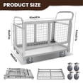 thumbnail image 2 of Warehouse Wire Mesh Hand Truck, Silver 2200lbs, Secure Foldable Cage Cart, Stable Transport Dolly with Swivel Wheels for Storage, Retail, 2 of 10