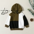 thumbnail image 2 of Toddler Baby Boy Sweatshirts Fall Longt Sleeve Color Block Hooded Sweater Tops for Boys Size 12-18 Months, 2 of 9