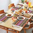thumbnail image 2 of Rustic Nordic Style Boho Chic Flax Placemats Set of 4, 12x18 Inch Vintage Tribal Artistic Earthy Ethnic Patterns, Washable Style Table Mats for Dining Table, 2 of 6