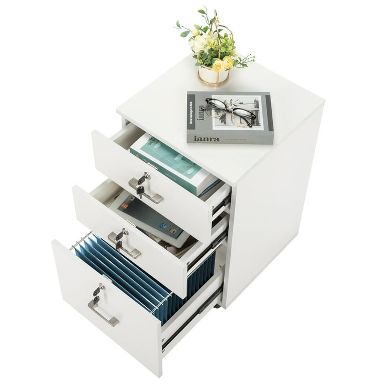 Ktaxon 3-Drawer Rolling Wood File Cabinet with Lock Ktaxon 3-Drawer Rolling Wood File Cabinet with Lock