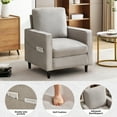 thumbnail image 4 of JONPONY Mid-Century Accent Chair,Modern Linen Fabric Armchair for Living Room,Comfy Upholstered Reading Accent Chairs for Bedroom,Single Sofa Chair with Wood Legs, Light Grey, 4 of 12