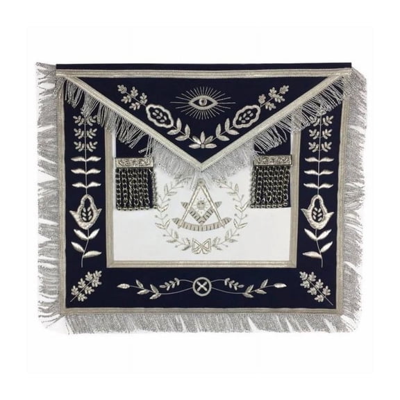 Past Master Blue Lodge Apron – Royal Navy Velvet with Hand Embroidery, Masonic Regalia with Adjustable Belt