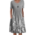 thumbnail image 1 of FASHIONWT Women Vintage Easter Printed Short Sleeve Crewneck Midi Pockets Dress, 1 of 4