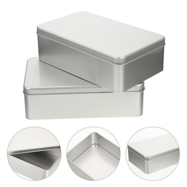 SEWACC 20 Pcs Boxes Tin Box Container Rectangular Hinged Tins Small Empty  Biscuits Canned Iron Tea Leaves Can Small Tins with Lids Candy Beads Iron