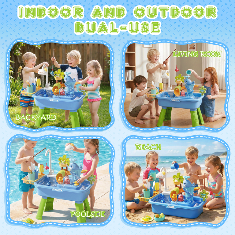 KEYAHAPPY 4-in-1 Water Table, Kitchen Sink & Fishing photo 4