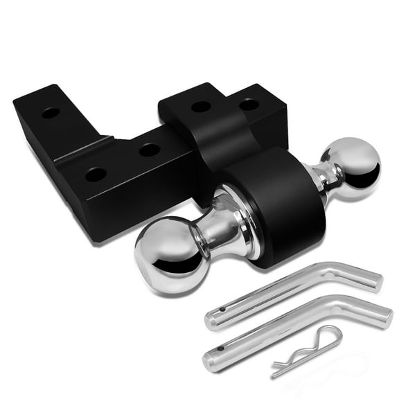 DNA Motoring HITCH-ALU-001-BK Aluminum 6"Drop Adjustable Dual Ball Tow Towing Hitch fits 2" Trailer Receiver (Black)