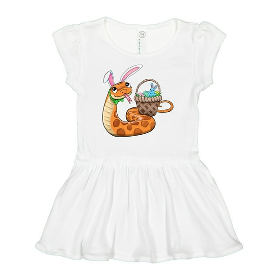 Inktastic Easter Cute Snake with Basket and Bunny Ears Girls Baby Dress