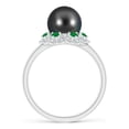thumbnail image 2 of Angara Tahitian Cultured Pearl Floral Ring with Emeralds in 14K White Gold for Women | June Birthstone Jewelry for Her, 2 of 8