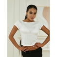 thumbnail image 2 of KelaJuan Women's Solid Color Cropped Tops, Summer Short Sleeve Open Back Casual Textured T-Shirts, 2 of 9