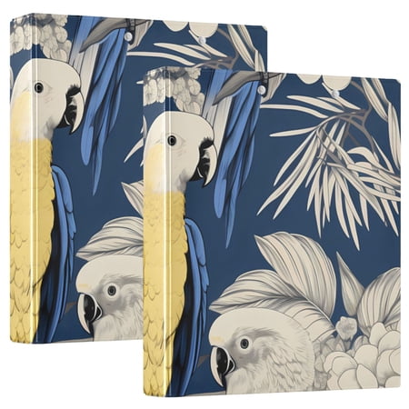 Birds in Flowers Leaves 3 Ring Binders 1.5 inch Hardcover File Folders with Interior Pockets A4 Size Organizer for School Office Hospital Set of 2