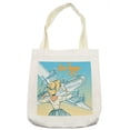 thumbnail image 1 of Going Away Party Tote Bag, Vintage Retro Lady Escorts Aircraft Pop Art Style Travel Comic, Cloth Linen Reusable Bag for Shopping Books Beach and More, 16.5" X 14", Cream, by Ambesonne, 1 of 2