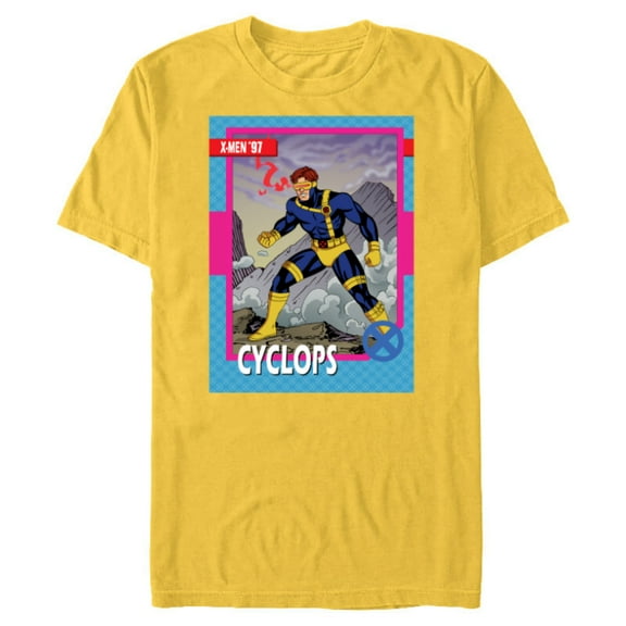 Marvel Studios X-Men ’97 Cyclops Retro Trading Card- Short Sleeve Blended T-Shirt for Adults - Customized-Yellow