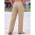 thumbnail image 2 of RICHCOIN Men Casual Pants Regular Fit Elastic Waist Lightweight Trousers Pleated Dress Pants For Men Beach with Pocket, 2 of 7