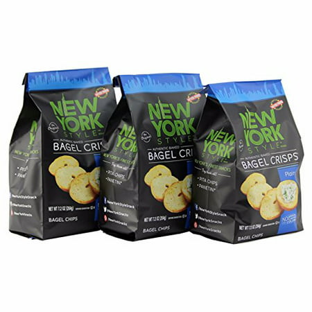 New York Style Bagel Crisps Plain, 7.2 Ounce -(Pack of 3) Best Baked Crisps Will Make Your (Best New York Bagels Shipped)