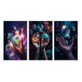 thumbnail image 2 of Designart "Universal Connection The Cosmos in Your Hands III" Space Wall Art Set Of 3 - Modern Pink Gallery Wall Set For Home Decor, 2 of 6