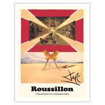 Roussillon France - SNCF French Railways - Vintage Railroad Travel Poster by Salvador Dali c.1969 - Fine Art Matte Paper Print (Unframed) 20x26in