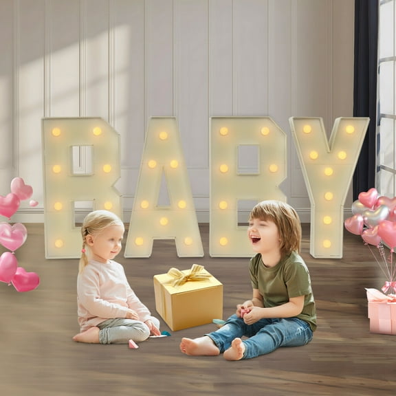Birthday Party LED Letter Lights "Baby" Letter Light Battery Powered Light Up Letters for Birthday Baby Shower Decoration