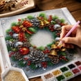 thumbnail image 4 of WEEEANT 5D DIY Diamond Painting Kit, Festive Christmas Wreath with Merry Christmas Message, 12x12 in Unframed Holiday Wall Art Decor Sparkling Gem Set, 4 of 4